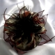 Grande barette fleur en tissu & plumes et perles 118
