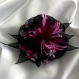 Grande barrette fleur en tissu & plumes et perles 126