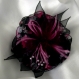 Grande barrette fleur en tissu & plumes et perles 126