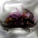 Grande barrette fleur en tissu & plumes et perles 128