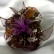 Grande barrette fleur en tissu & plumes et perles 128*