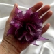 Grande barrette fleur en tissu & plumes et perles 134