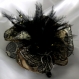 Grande barrette fleur en tissu & plumes et perles 136 - pince crocodile