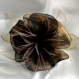 Grande barrette fleur en tissu & plumes et perles 136