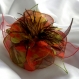 Grande barrette fleur en tissu & plumes et perles 142