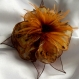 Grande barrette fleur en tissu & plumes et perles *147