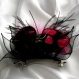 Grande barrette fleur en tissu & plumes et perles 145