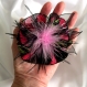 Grande barrette fleur en tissu & plumes et perles 145