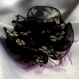 Petite barrette fleur en tissu & plumes et perles 166