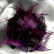 Grande barrette fleur en tissu & plumes et perles 166