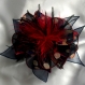 Grande barrette fleur en tissu & plumes et perles 167*