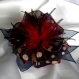 Grande barrette fleur en tissu & plumes et perles 167*