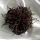 Grande barrette fleur en tissu & plumes et perles 185