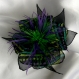 Grande barrette fleur en tissu & plumes et perles 187