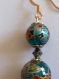 Boucles d'oreilles en perles japonaises tensha, 2 billes de 12 et 10 mm, crochets d'oreilles plaqué or,