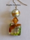 Boucles d'oreilles en perles de verre de murano authentiques et cristal swarovski montées sur argent, crochets d'oreilles en argent.