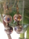 Boucles d'oreilles en perles de verre lampwork authentiques de 13 mm de diamètre, camaieu de couleurs, cristal swarovski,crochets bronze,