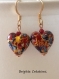 Boucles d'oreilles en perles de verre de murano authentiques collection gustav klimt, feuille d'or et crochets d'oreille gold foil,