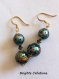 Boucles d'oreilles en perles japonaises tensha, 2 billes de 12 et 10 mm, crochets d'oreilles plaqué or,