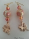 Boucles d'oreilles en perles de verre de murano authentiques et perles japonaises tensha, trèfle à 4 feuilles en plaqué or.