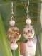 Boucles d'oreilles en perles de verre lampwork rose incrustées d'argent massif,perle ovale de 15 mm,perles yeux de chat rose pale,