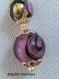 Boucles d'oreilles en perles de verre de murano authentiques,fiorato violet,rose,feuille d'or, perles de 12 et 8 mm,crochet gold filled,