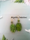Boucles d'oreilles en pierre gemme agate verte et gold filled,perle ovale de 25 x 18 mm et perle ronde de 6 mm de diamètre,