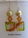 Boucles d'oreilles en perles de verre de murano authentiques et cristal swarovski montées sur argent, crochets d'oreilles en argent.