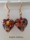 Boucles d'oreilles en perles de verre de murano authentiques collection gustav klimt, feuille d'or et crochets d'oreille gold foil,