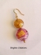 Boucles d'oreilles en perles de verre de murano authentique feuille d'or et d'argent,crochets d'oreilles en gold filled,