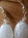 Boucles d'oreilles en perles de verre de murano authentiques olives blanches, cristal autrichien et argent, crochets d'oreilles en argent,