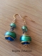 Nouveaute- boucles d'oreilles en perles de verre de murano authentique rondes de 12 et 6 mm de diamètre, crochets en gold filled,