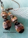 Boucles d'oreilles en perles de verre de murano authentiques, perles billes et twist feuille d'or et d'argent, aventurine, crochet bronze,