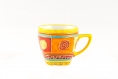 Tasse à café 20 cl expresso en porcelaine peint à la main couleur jaune et multicolore