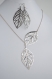 Leaf lariat necklace  silver lariat necklace twin leaf jewelry double leaf lariat necklace  modern necklace short necklace  leaf jewelry