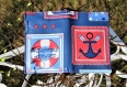 Porte cartes en toile cirée motifs « marins », entièrement doublé – création artisanale