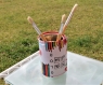 Pot à crayon en toile cirée motif « ecole » – création artisanale