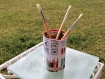 Pot à crayon en toile cirée motif « ecole » – création artisanale