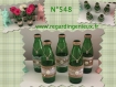 5 vases ou petites bouteilles verte n°548 recycle en verre boheme toile de jute et dentelle fabrication artisanale