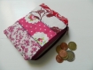 Porte-monnaie en tissu patchwork, petite pochette zippée, pochette rose fleuri coton bio, petite trousse