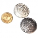 969r / mercerie lot de 3 boutons assortis en métal doré argenté ancre marine coinderoux