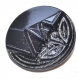 1019r / bouton ancien art déco en verre noir et argenté 23mm
