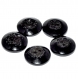 1052r / lot de 5 boutons anciens en verre noir 1 trou 2 trous 15mm