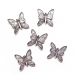 5 papillons cabochons métal argenté à coller 15 mm 