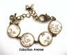 B3.19 bijou femme papillon sakura bracelet bijou fantaisie bronze 4 cabochons verre cherry blossom fleurs de cerisier asie chine japon japonaise