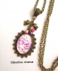 B3.192 bijou femme fleurs liberty fleuri violet collier pendentif filigrane bijou fantaisie bronze cabochon verre (série 1)