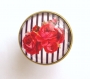 B3.364 bijou femme fleurs roses bague ajustable réglable bijou fantaisie bronze cabochon verre rayée rayures marine marinière vintage rétro noir 