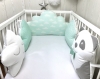 Tour de lit bébé en 70cm large, panda, nuage et étoile, vert d'eau blanc et gris
