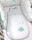 Gigoteuse bébé avec prénom brodé, en blanc à étoiles grises et vert d'eau clair, taille 1 à 8 mois, 