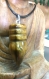 Collier  pointe Œil de tigre & son cordon en cuir noir 